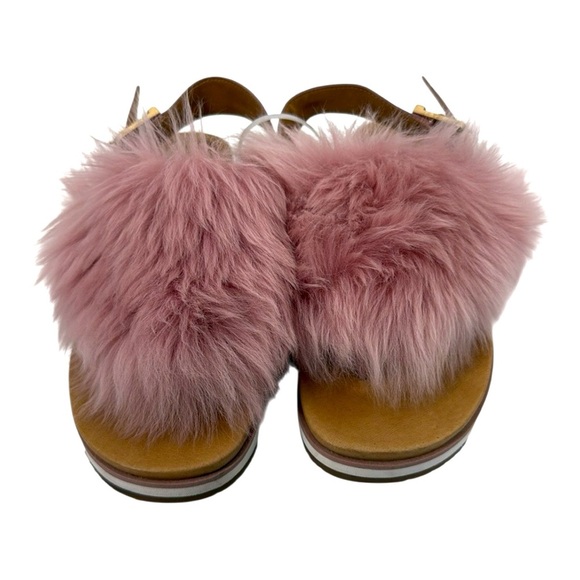 UGG Holly Pink Dawn Luxe Sheepskin Slingback Fuzzy Leather Y2K Platform Slide - Picture 6 of 11